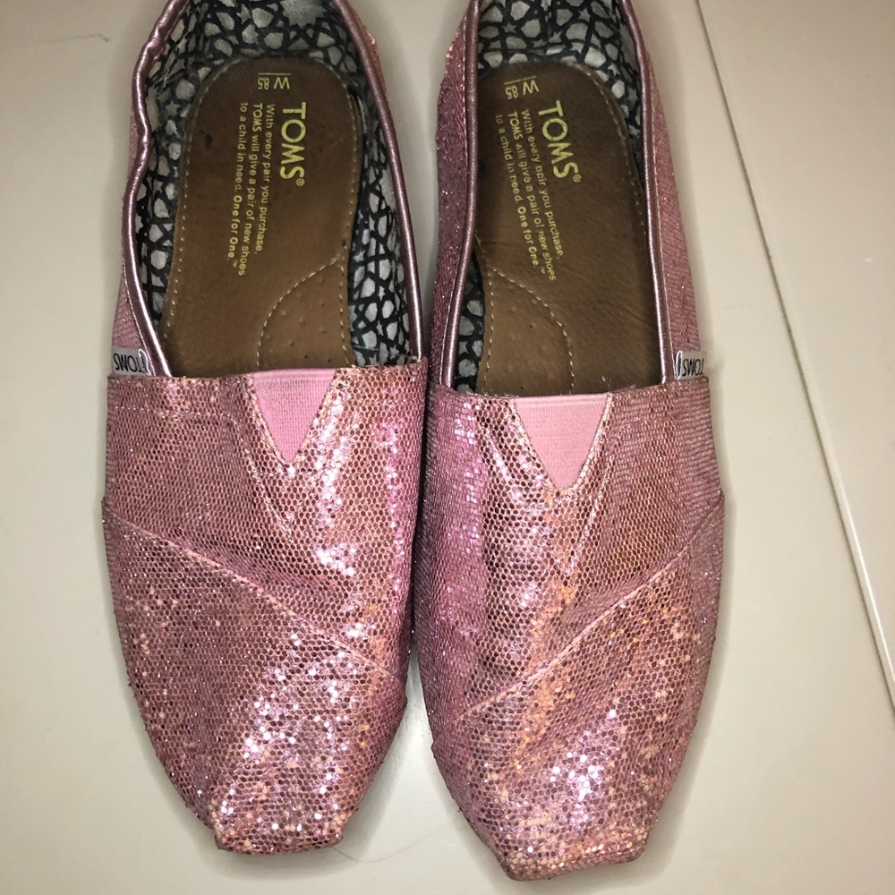 TOMS Pink Glitter Classics shoes